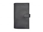Compagnon "Luxe" en cuir noir - double avec patte - PM-027-01