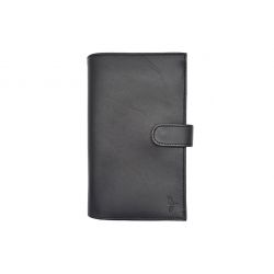 Compagnon "Luxe" en cuir noir - double avec patte - PM-027-01