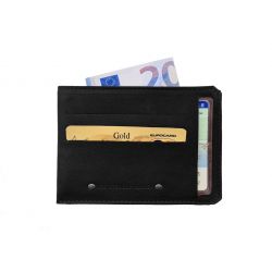 Porte cartes + porte monnaie en cuir noir - 944