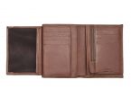 Portefeuille "Luxe" en cuir marron - 13 cm, 3 volets - PM-002-01