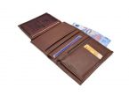 Portefeuille "Luxe" en cuir marron - 13 cm, 3 volets - PM-002-01