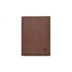 Portefeuille "Luxe" en cuir marron - 13 cm, 2 volets - PM-001-01