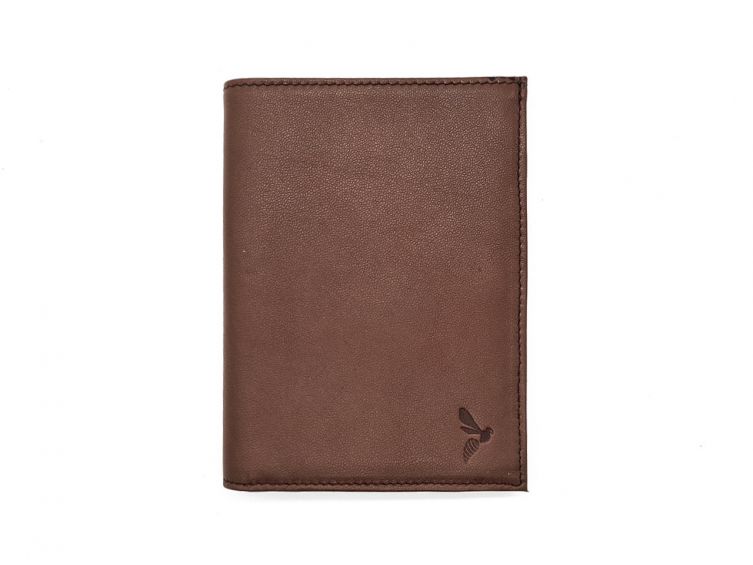Portefeuille "Luxe" en cuir marron - 13 cm, 2 volets - PM-001-01