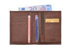 Portefeuille "Luxe" en cuir marron - 13 cm, 2 volets - PM-001-01