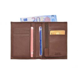 Portefeuille "Luxe" en cuir marron - 13 cm, 2 volets - PM-001-01