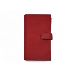Compagnon "Luxe" en cuir rouge - double avec patte - PM-027-01