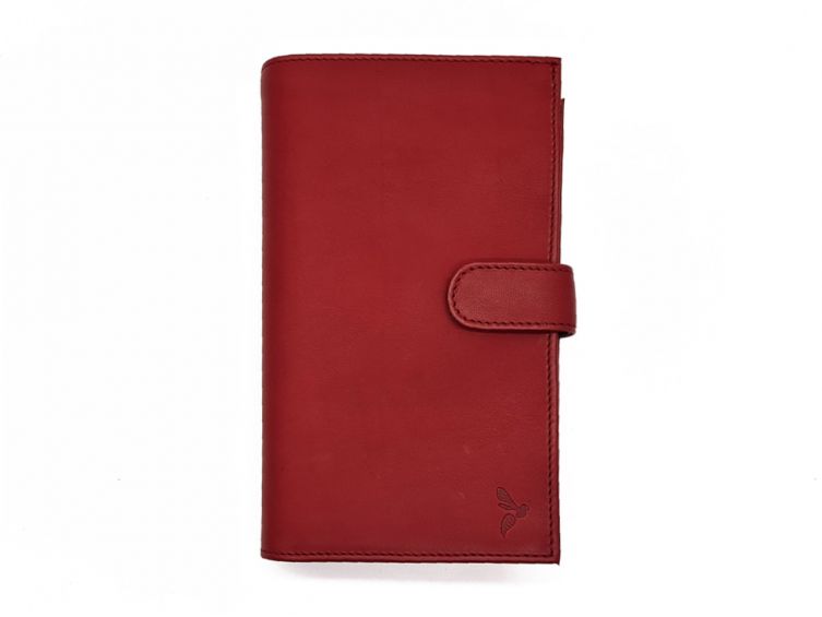 Compagnon "Luxe" en cuir rouge - double avec patte - PM-027-01
