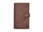 Compagnon "Luxe" en cuir marron - double avec patte - PM-027-01