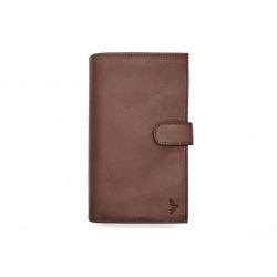 Compagnon "Luxe" en cuir marron - double avec patte - PM-027-01