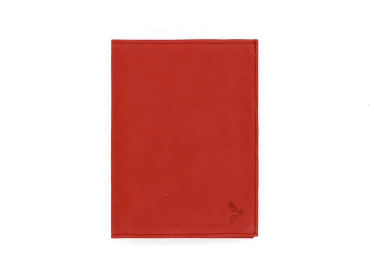 Portefeuille en cuir souple - rouge - 15 cm, 3 volets - PM-005-04