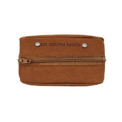 Porte monnaie grain de café en cuir fauve - 9230