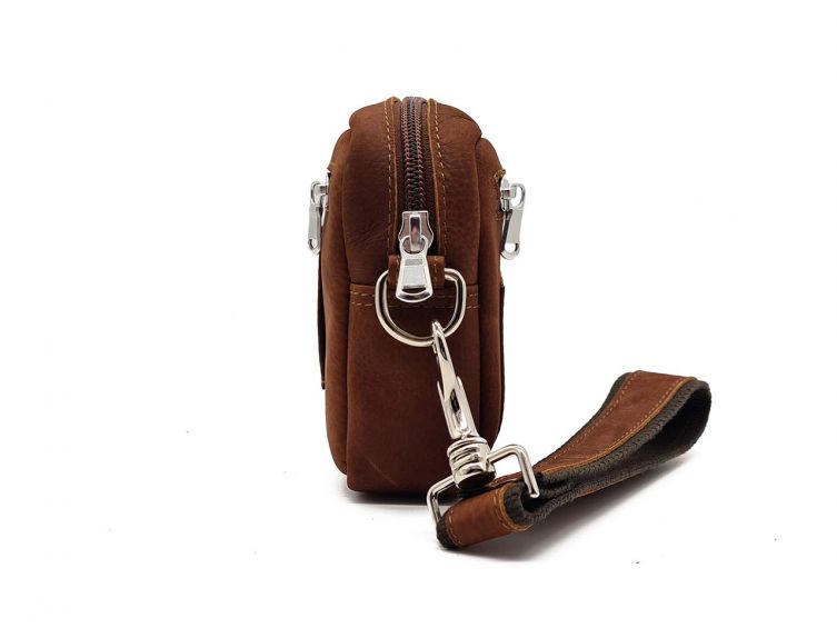 Sacoche à main et passant de ceinture, en cuir gold