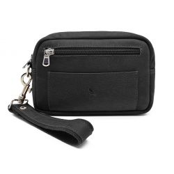 Sacoche à main et passant de ceinture, en cuir noir