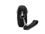 Sacoche à main et passant de ceinture, en cuir noir