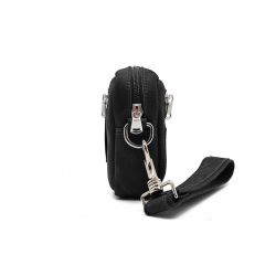 Sacoche à main et passant de ceinture, en cuir noir