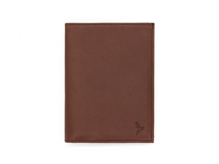Portefeuille "Luxe" en cuir marron - 15 cm, 2 volets - PM-006-01