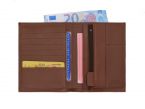 Portefeuille "Luxe" en cuir marron - 15 cm, 2 volets - PM-006-01