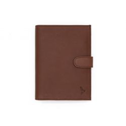 Portefeuille "Luxe" en cuir marron - 15 cm, 3 volets avec patte - PM-009-01