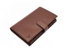 Compagnon "Luxe" en cuir marron - double avec patte - PM-027-01
