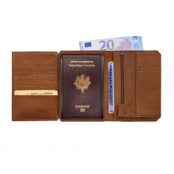 Portefeuille anti-RFID en cuir fauve - 9120 X