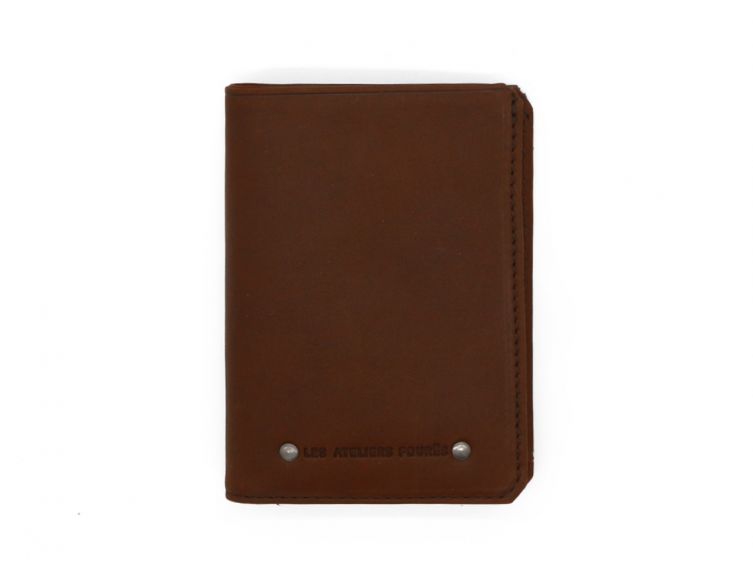 Portefeuille 2 volets anti-rfid en cuir cognac - 958 X