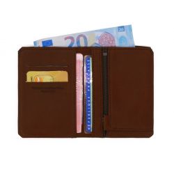 Portefeuille 2 volets anti-rfid en cuir cognac - 958 X