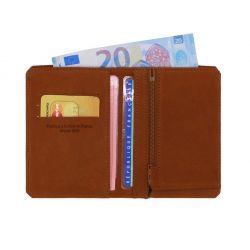 Portefeuille 2 volets anti-rfid en cuir fauve - 958 X