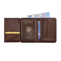 Portefeuille anti-RFID en cuir cognac - 9120 X