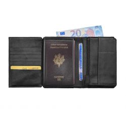Portefeuille anti-RFID en cuir noir - 9120 X
