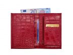 Portefeuille en cuir imitation croco - rouge - 131