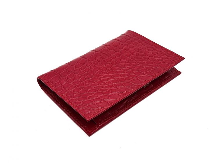 Portefeuille en cuir imitation croco - rouge - 131