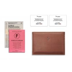 Porte papier auto compact de luxe tout cuir marron - PM-003-01