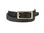 Bracelet en cuir noir pailleté, double tour - 9095