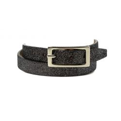 Bracelet en cuir noir pailleté, double tour - 9095