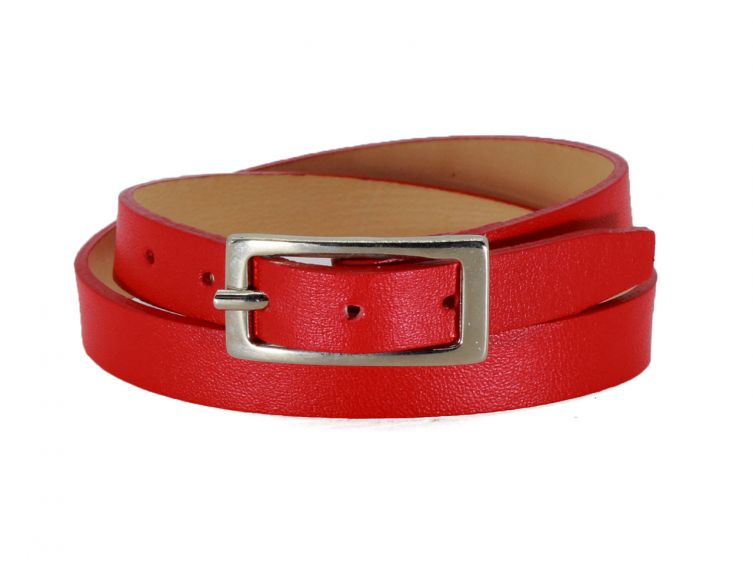 Bracelet en cuir rouge, double tour - 5095