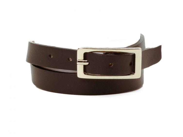 Bracelet en cuir marron foncé, double tour - 5095