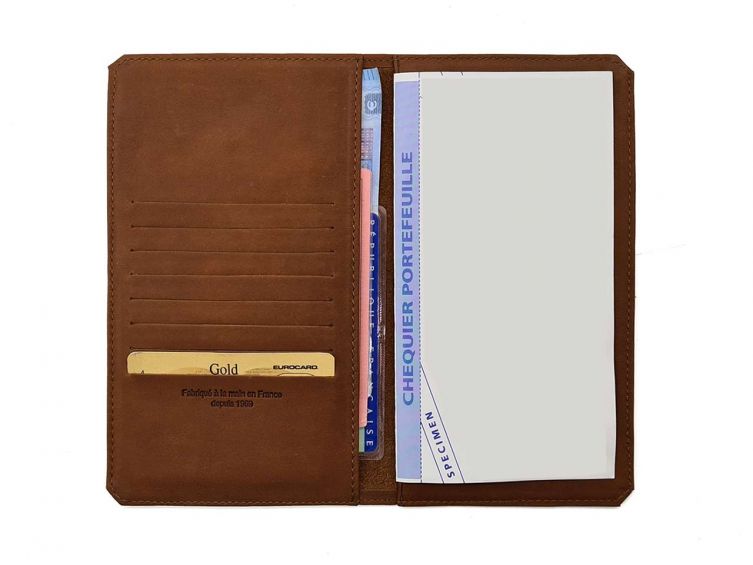 Porte chéquier portefeuille cuir fauve - 9225 
