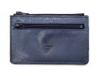 Porte-monnaie simple 2 zip "Luxe" tout cuir bleu - PM-044-01