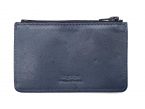 Porte-monnaie simple 2 zip "Luxe" tout cuir bleu - PM-044-01