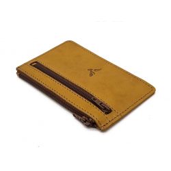 Porte-monnaie simple 2 zip "Luxe" tout cuir gold - PM-044-01