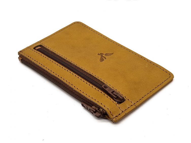 Porte-monnaie simple 2 zip "Luxe" tout cuir gold - PM-044-01
