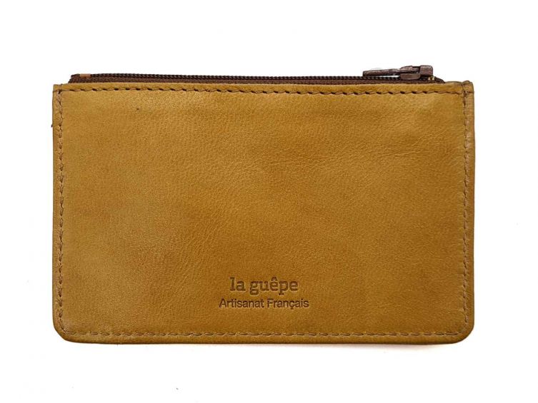 Porte-monnaie simple 2 zip "Luxe" tout cuir gold - PM-044-01