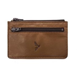 Porte-monnaie simple 2 zip "Luxe" tout cuir marron - PM-044-01