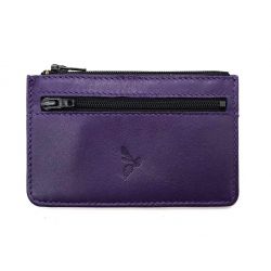 Porte-monnaie simple 2 zip "Luxe" tout cuir myrtille - PM-044-01