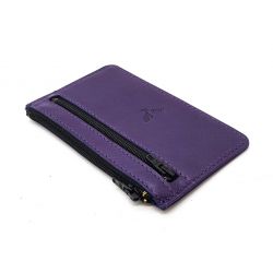 Porte-monnaie simple 2 zip "Luxe" tout cuir myrtille - PM-044-01
