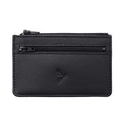 Porte-monnaie simple 2 zip "Luxe" tout cuir noir - PM-044-01