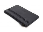 Porte-monnaie simple 2 zip "Luxe" tout cuir noir - PM-044-01