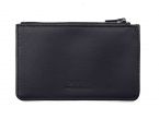 Porte-monnaie simple 2 zip "Luxe" tout cuir noir - PM-044-01