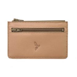 Porte-monnaie simple 2 zip "Luxe" tout cuir nude - PM-044-01