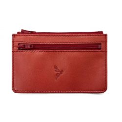 Porte-monnaie simple 2 zip "Luxe" tout cuir rouge - PM-044-01